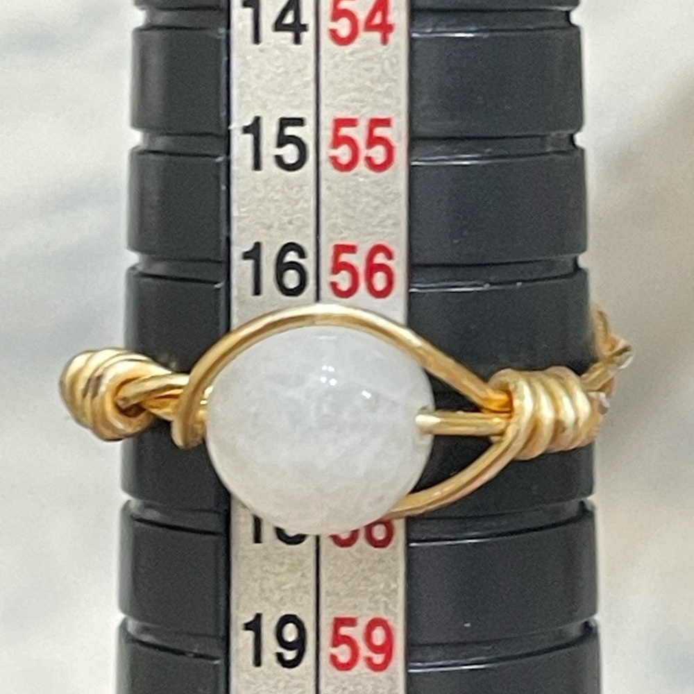 Original Handmade unique Gold Wire Wrapped White Stone Ring Boho Statement 7
